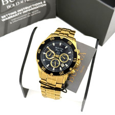 Bulova 98B406 Marine Star Gold Chronograph Men's Quartz Watch Black Dial 41.5MM