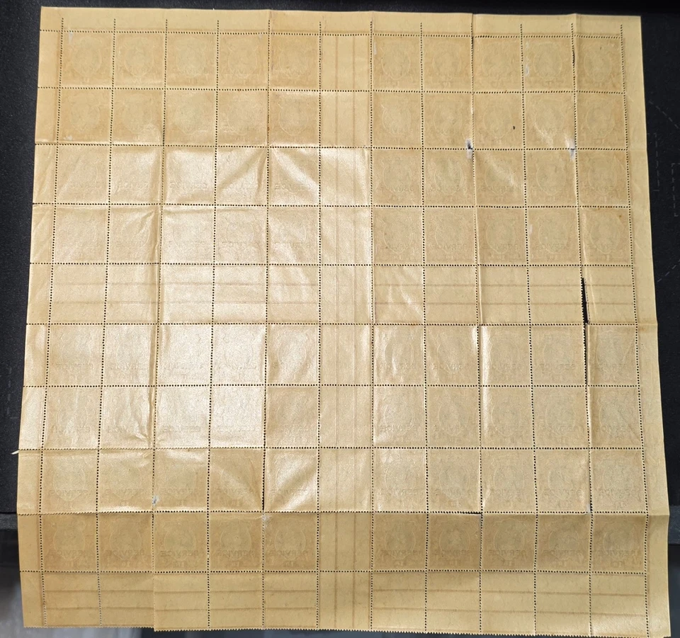 INDIA 1938 Jorge VI 1R SERVICIO MNH RARO Hoja Completa de 80 Estampillas SC O100/SG O135 Foto 2 de 2