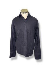 Eton Dress Shirt Micro Dot Concealed Button sz 39 15.5 Slim Fit Navy/Black 