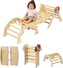 7-in-1 Pikler Triangle Climbing Set Foldable Wooden Toddler Climbing Toys Set