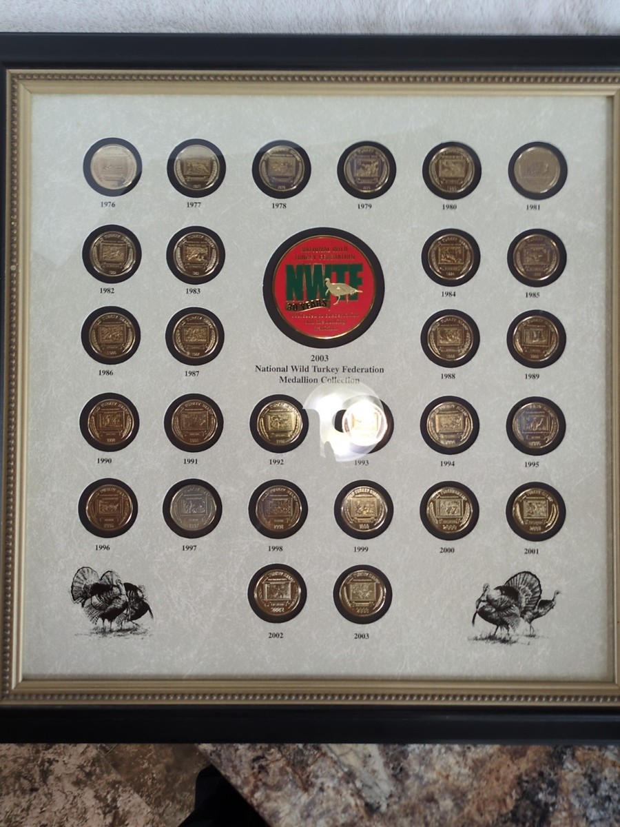 Framed 2003 National Wild Turkey Federation medallion collection