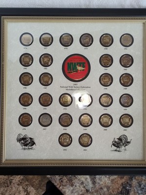 Framed 2003 National Wild Turkey Federation medallion collection