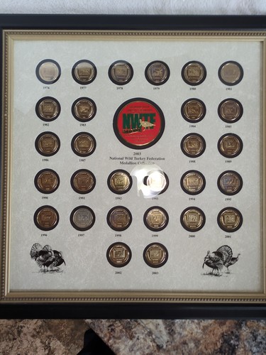 Framed 2003 National Wild Turkey Federation medallion collection