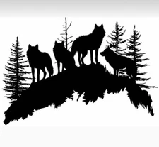 10” Large howling wolf car bonnet side sticker camper van vinyl decal wall art