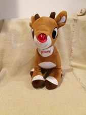 RUDOLPH the Red Nosed Reindeer 10" Plush Musical  Light Up Nose Nice Condition