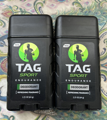 (2) TAG Sport Endurance Deodorant Stick Refreshing Fragrance, Green Label