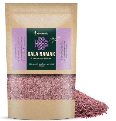 Gourmetia Kala Namak Salz Fein 200G, Naturbelassenes Schwarzsalz/Schwefelsalz Au