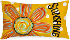 Summer Pillow Cover 12X20 Inch Watercolor Flower Sunshine Decor Farmhouse Season