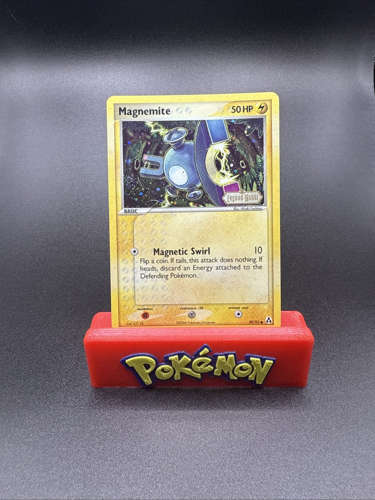 Magnemite 59/92 Legend Maker Reverse Holo Card Pokémon TCG Stamped NM Swirl