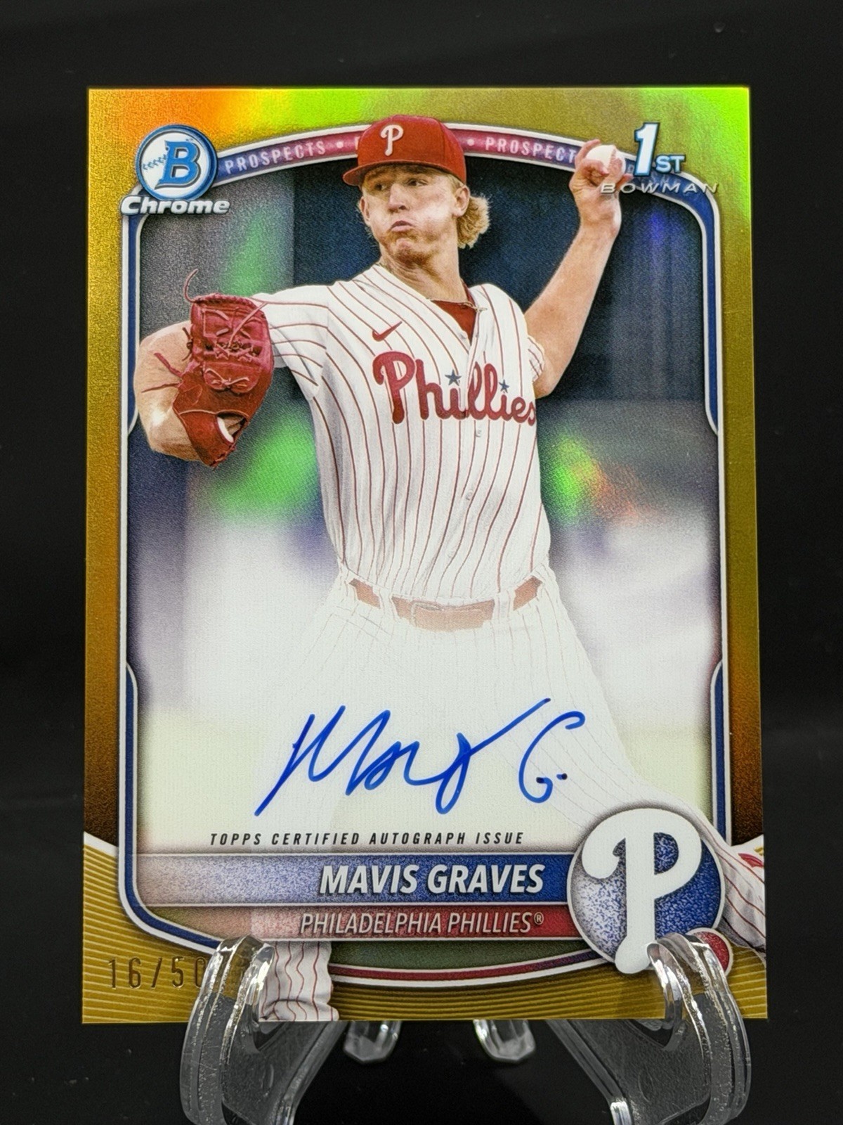 MAVIS GRAVES 2025 BOWMAN CHROME GOLD 1ST ROOKIE AUTO /50 Phillies