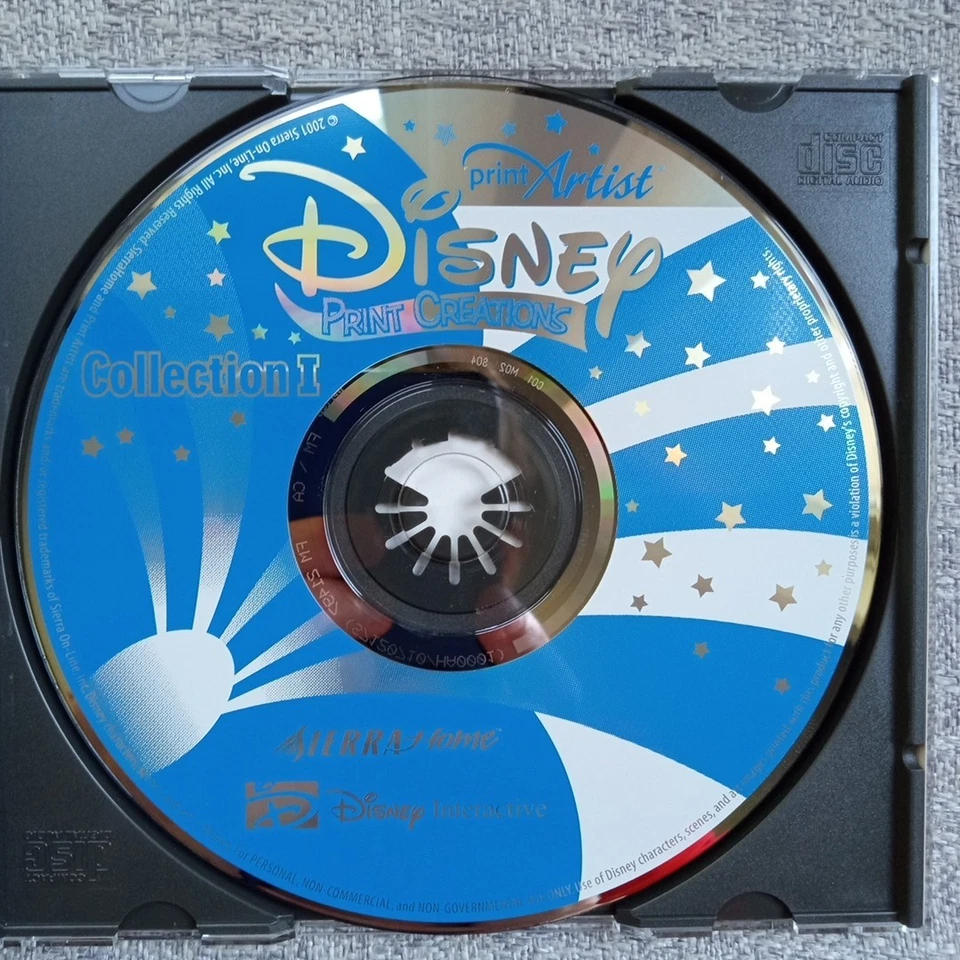 DISNEY PRINT CREATIONS Collection 1 PC WIN 98/2000/ME/XP Clean Collectible - Image 3 of 4