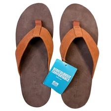 NEW Reef Ojai Rust Orange & Brown Glove Leather Suede Flip Flops Sandals Men 11