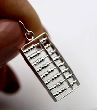 Genuine Sterling Silver 925 Abacus with Moving Beads Charm Pendant -Free Post