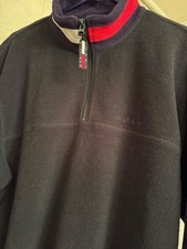 Rare Vintage Mens Tommy Hilfiger Green Fleece Pullover Sweater Flag Collar Sz L