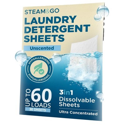 3in1 Dissolvable Laundry Detergent Sheets Unscented Soap 30 PCS