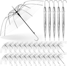 30 Pieces Wedding Umbrellas Bulk Auto Open Stick Umbrellas with White European J