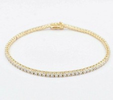 7 'Inch Long Tennis Bracelet Solid 10K Yellow Gold Round Cut 7 Carat For Wedding