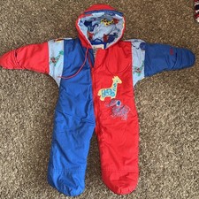 Vtg London Fog Baby Infant Unisex Snowsuit Bunting Color Block Boy Girl 9-12 Mo