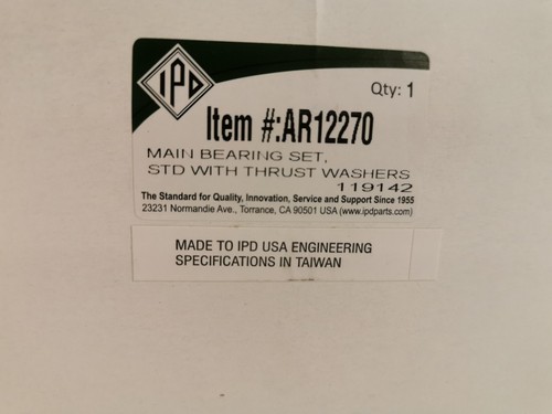 IPD AR12270 MAIN BEARING, STD, SET,WITH THRUST WASHERS - Picture 4 of 7