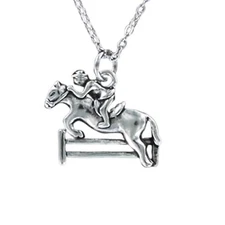 Horse with Rider Jumping -Pewter Necklace or Charm Only Hunter – Equestrian Gift