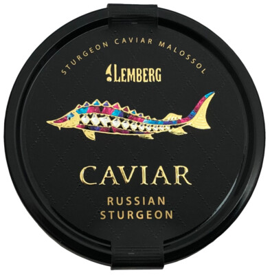 50g Osietra Stör Kaviar Malossol Lemberg Schwarz Delikatesse Feinkost Dose Fisch