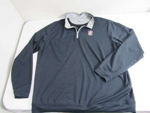 Peter Millar 2XL Men's Black Zip Neck Pullover Golf Shirt Stanford University! - Picture 12 of 15