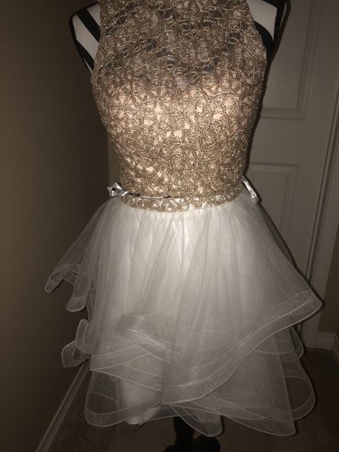 Elle Wilde Gold And White Homecoming Dress
