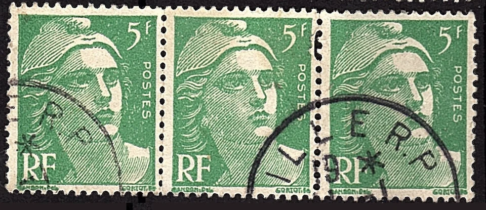 5 paires timbres oblitérés 1945 Marianne de Gandon n° 713 + 719 + 812 voir scans - Photo 3/4