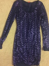Exotic blue sequin dress - NEVER WORN. Size Small