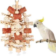 Bird Toys, Parrot Toys for Large Birds,Natural Corn cob and Loofah Natural