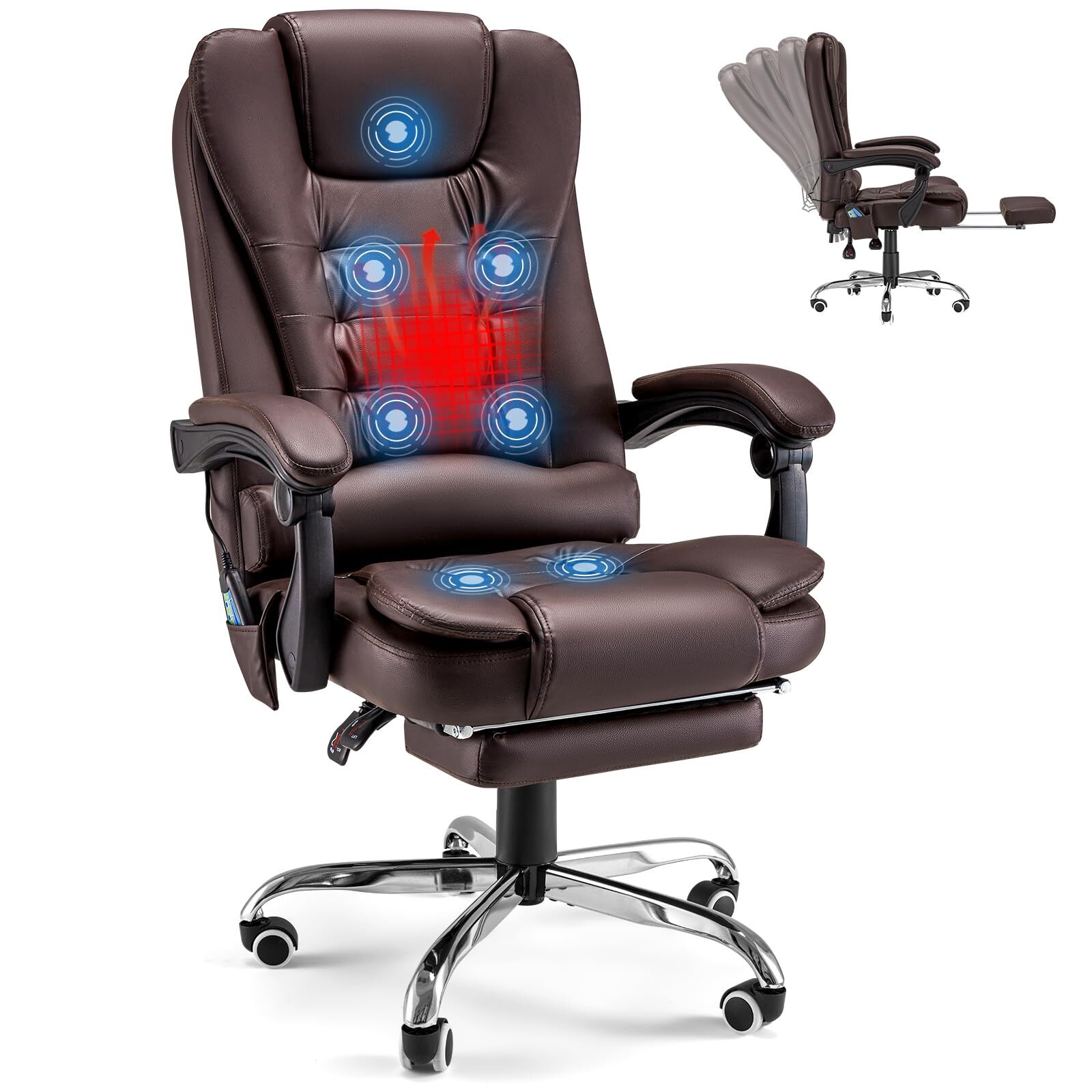 Heat & Massage High Back Desk Chair