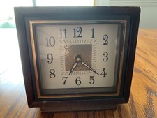 Westclox TraveL Wind Up Alarm Clock Vintage Mid Century Modern Wood La Salle Ill