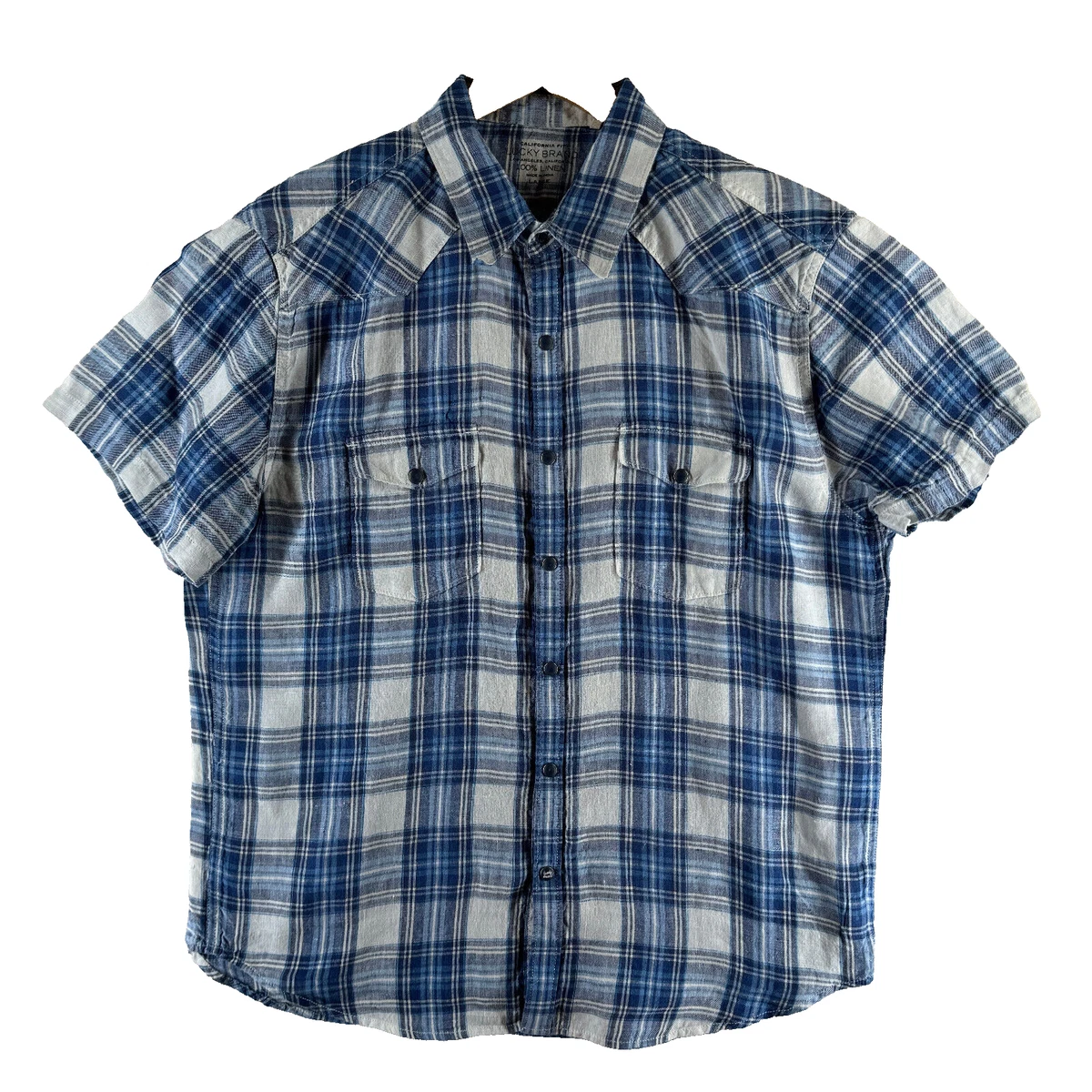 Camicia Uomo In Lino Lucky Brand | Maniche Corte Con Bottoni | Tessuto Traspirante In Cotone E Lino | Vestibilità Classica - 2