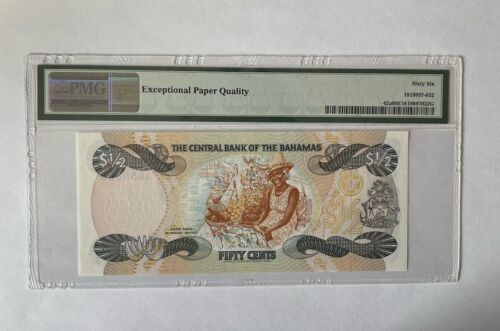 Bahamas 1/2 Dollar ND 1984 P-42a Graded PMG 66 GEM UNC - Picture 2 of 2