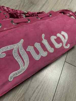 Vintage 2000s Juicy Couture Pink Y2K Logo Shoulder Bag Studded