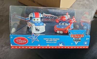 Disney Pixar CARS TOONS MATER THE GREATER Die Cast 2 Pack Disney Store RARE