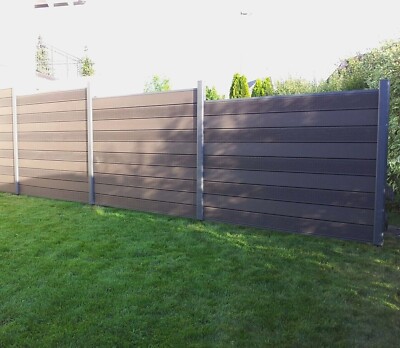 MONDESI WPC Sichtschutzzaun XL Set Mit Alu-Pfosten | Dunkelgrau | Stecksystem | Wind- Und Sichtschutz Für Garten