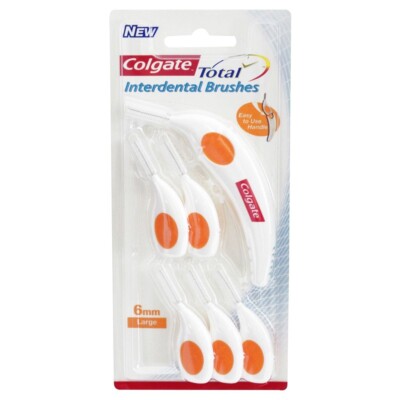 COLGATE TOTAL INTERDENTAL 6 X BÜRSTEN IM PACK 6mm GROSS MIT EINFACHEM GRIFF