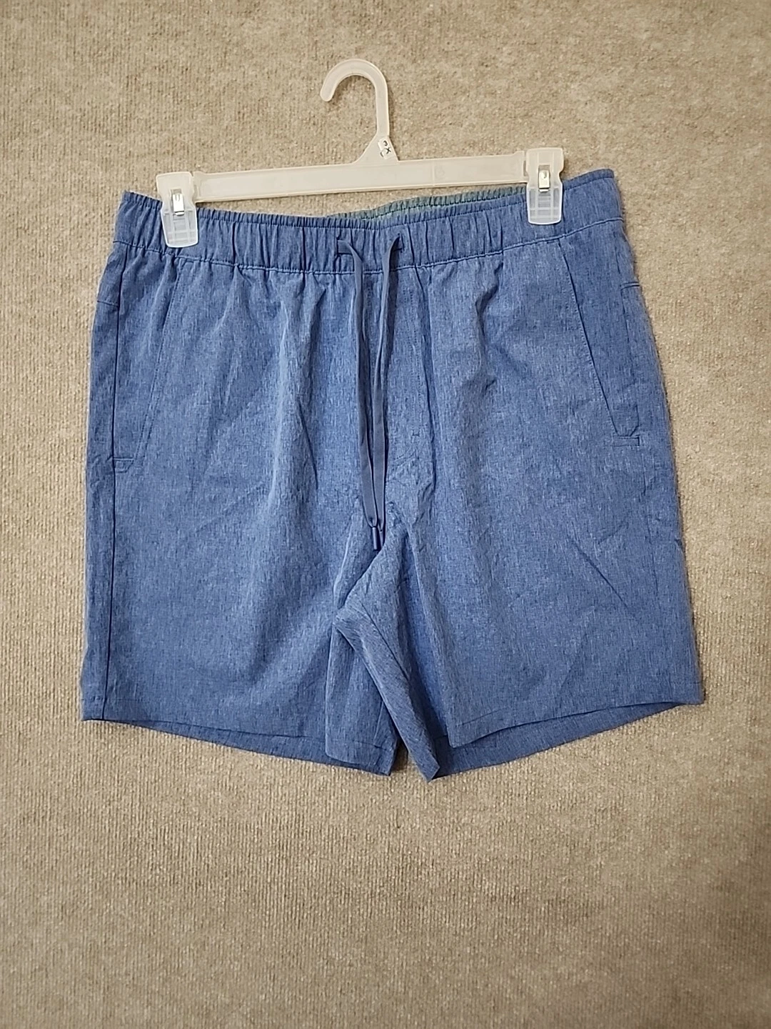 Eddie Bauer Tech Pull-On Shorts Men L True Blue UPF 50+ Stretch Water Repell NEW