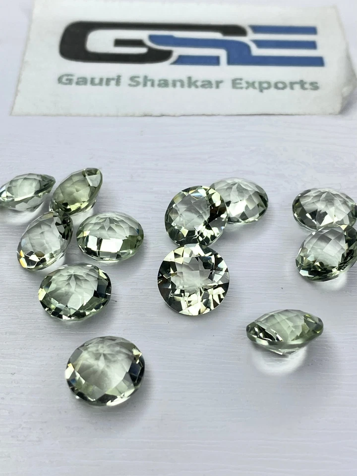 Green Amethyst Faceted Round Checkerboard Cut Loose Gemstone 6x6mm to 12x12mm DG - Image 3 of 4