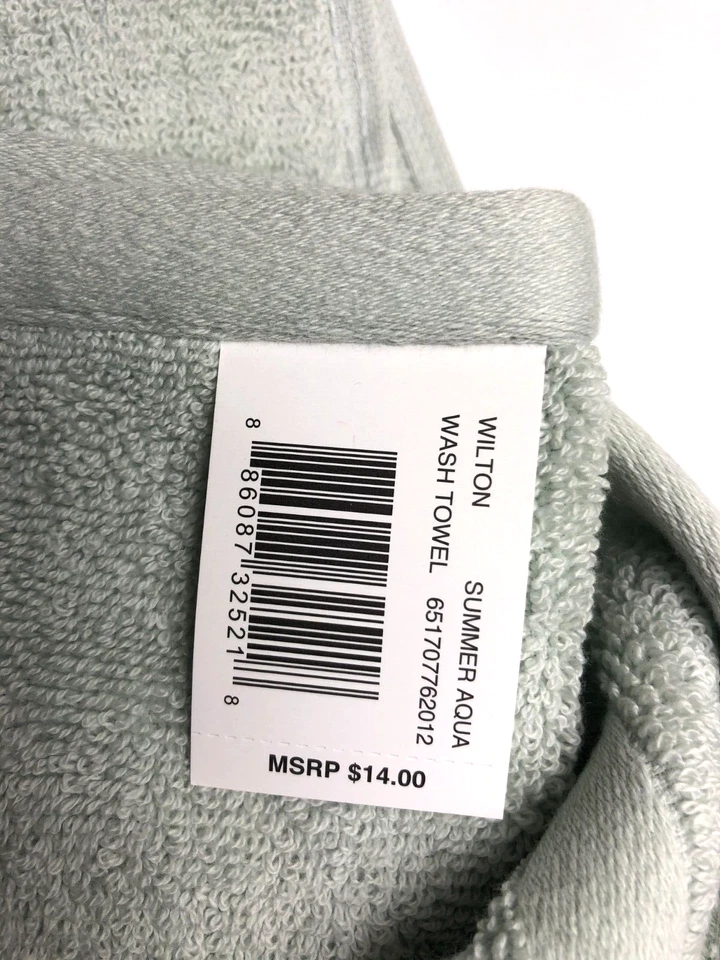 Ralph Lauren SET of 2 Wilton SUMMER AQUA Green Cotton Face Towel Washcloths - Image 3 of 3