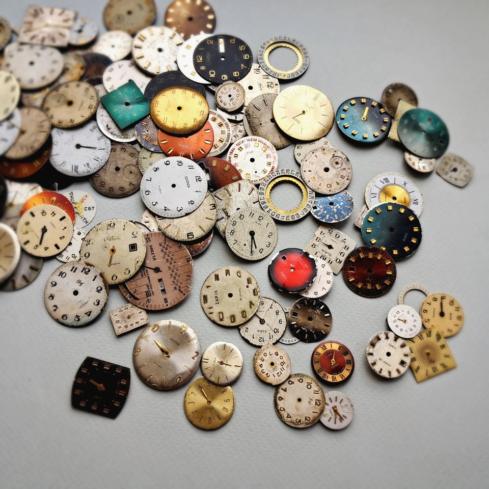 π°οΈVintage Watch Dials Lot 150g β Soviet Mechanical Clock Faces ...