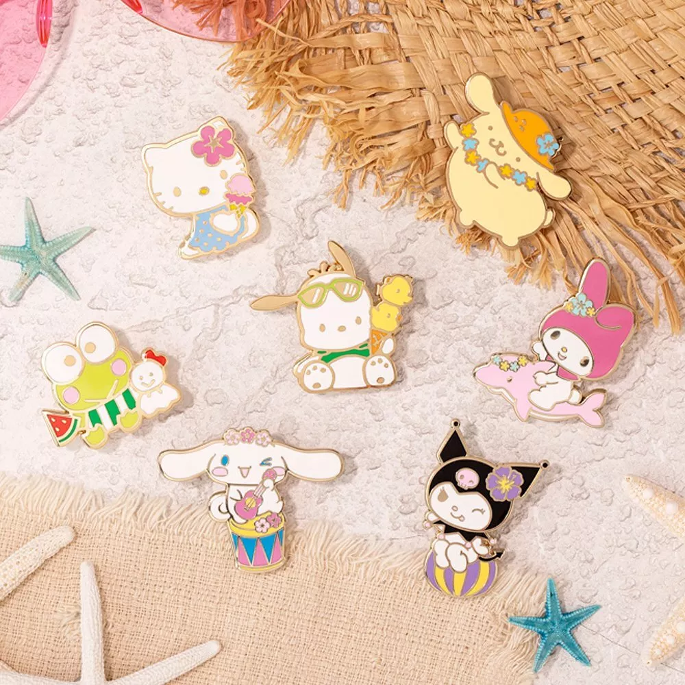 Sanrio Characters Kitty Summer Theme Pin Badge 6 pcs Set Authentic 100%