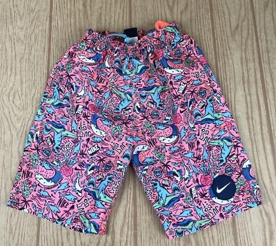 Nike Swimsuit Swim Trunks Pink Sharks Boys Sz Lg GUC - Image 1 of 4