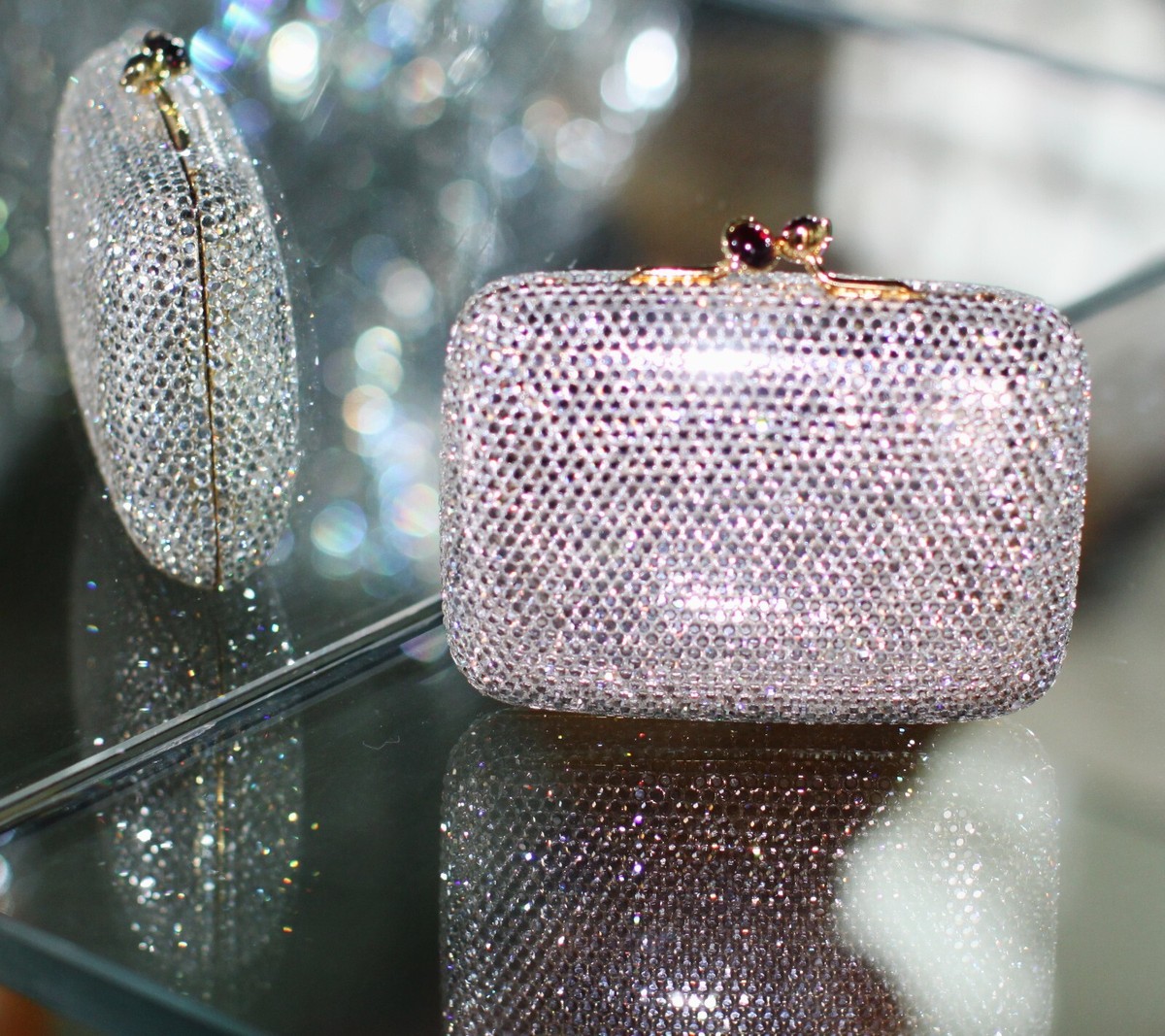 JUDITH LEIBER SWAROVSKI CRYSTAL SPARKLING BLACK TIE BRIDAL