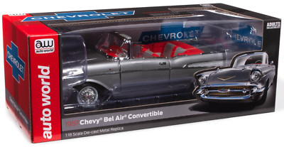 Auto World Inca Silver 1957 Chevy Bel Air Convertible 1:18 Diecast Car AW307