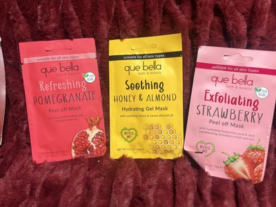 Que Bella Deep Cleansing Pink Clay Mud Mask - 0.5oz 3 Pack Honey Pomegranate