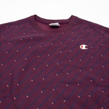 Champion Sweatshirt Womens Medium Reverse Weave Crew All Over Print Burgundy NwT