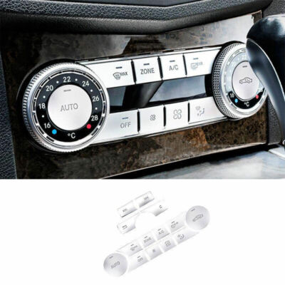 ABS Silver Console AC Switch Control Button Sticker For Benz C-Class 2011-2014