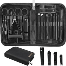 26Pcs Professional Manicure Set, Stainless Steel Nail Clippers Kit Travel Case